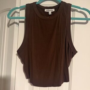 Brown Ribbed Tank Top